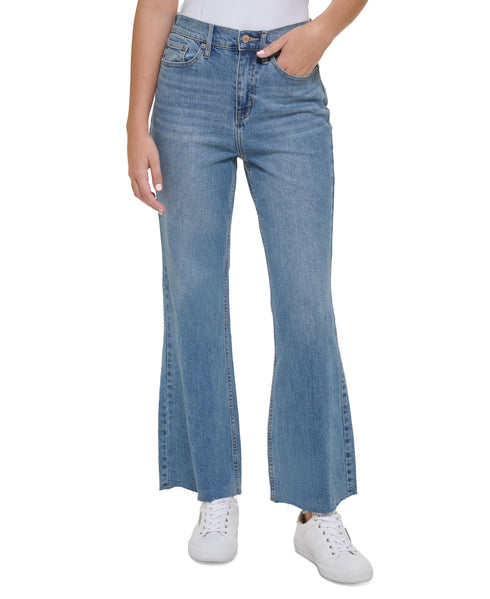 Women's Super High-Rise Raw Flare-Hem Jeans
